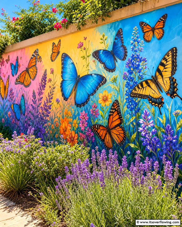 Butterfly Bliss Mural - 21 Garden Mural Ideas to Transform Outdoor Walls Artistically