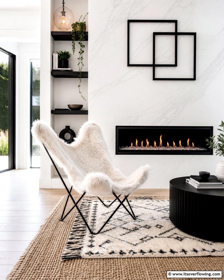 Butterfly Chairs for a Modern Edge - 25 Chairs in Front of Fireplace Ideas for Cozy Vibes