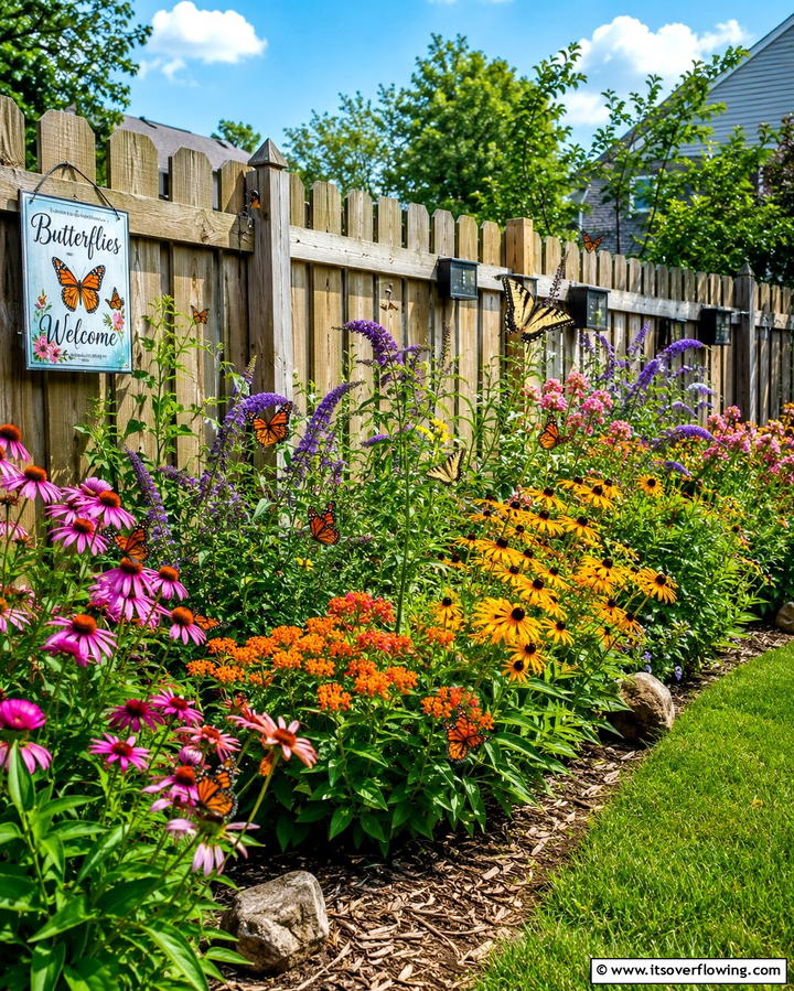 Butterfly Garden Spot - 30 Simple Fence Line Landscaping Ideas for Curb Appeal