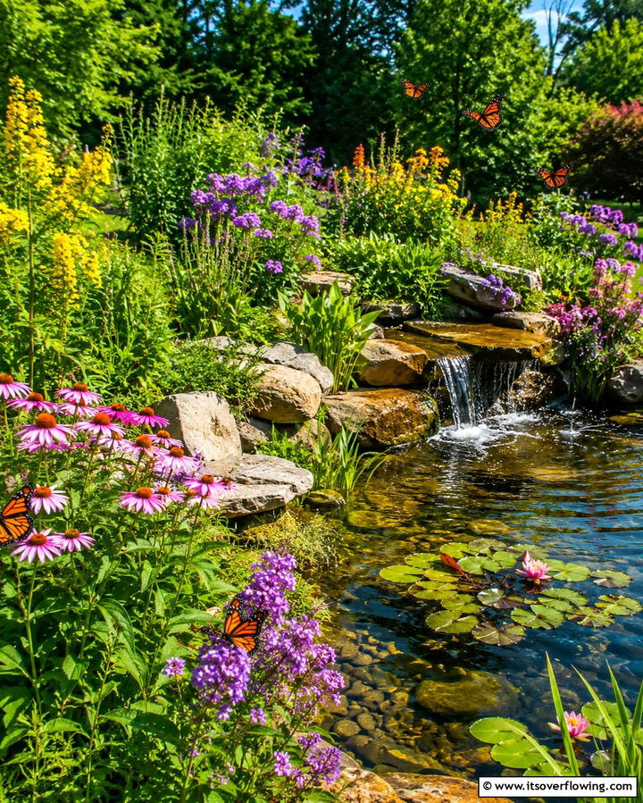 Butterfly Haven Pond - 30 Backyard Pond Ideas for Serene Water Features