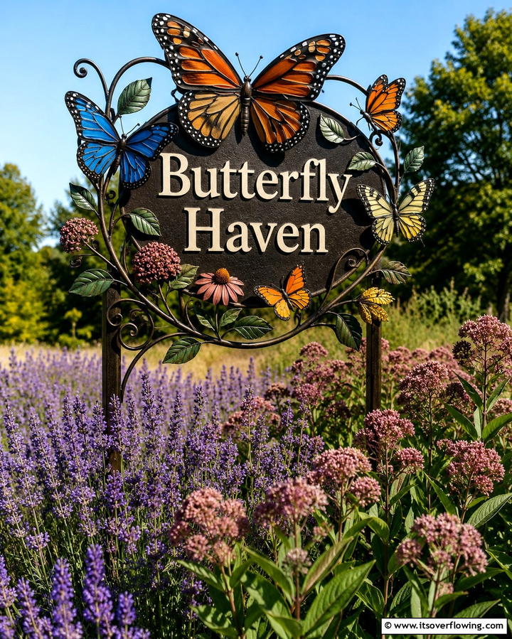 Butterfly Haven Sign - 25 Garden Sign Ideas to Personalize Your Outdoor Space