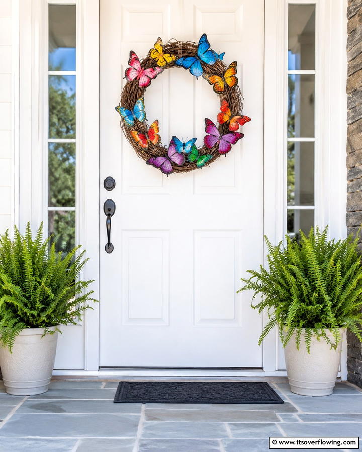 Butterfly Ornaments - 25 Summer Front Door Decor Ideas to Welcome the Season