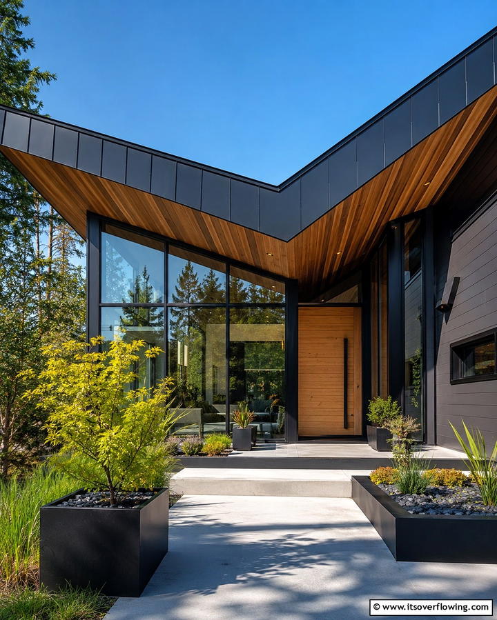 Butterfly Roof for Contemporary Flair - 25 Front Porch Roof Ideas- Enhance Your Home’s Curb Appeal