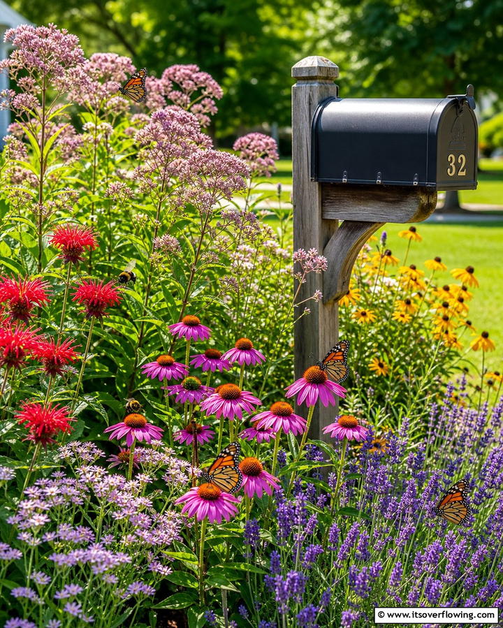 Butterfly and Bee Friendly Garden - 30 Creative Mailbox Landscaping Ideas for Curb Appeal