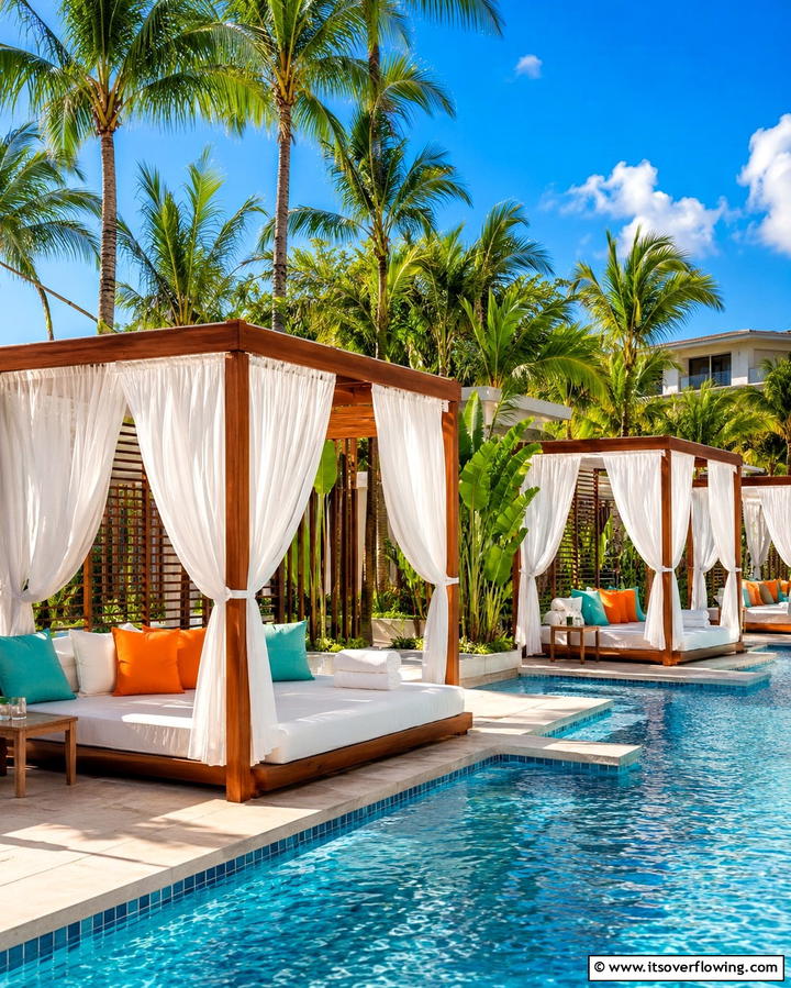 Cabanas and Daybeds - 25 Tropical Pool Landscaping Ideas for a Resort Feel