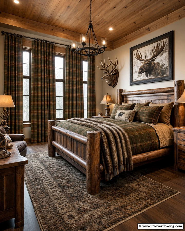 Cabin Style Drapery - 20 Hunting Bedroom Ideas for a Rustic Retreat