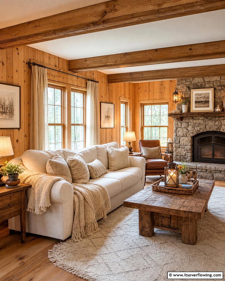 Cabin Style Paneling for Cozy Walls - 20 Primitive Living Room Ideas for a Rustic Look