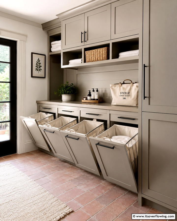 Cabinets with Built In Hampers for Tidiness - 25 Laundry Room Cabinet Ideas for Organization