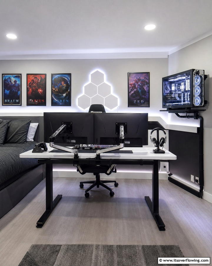 Cable Management Mastery - 21 Gaming Bedroom Ideas for an Immersive Entertainment Setup