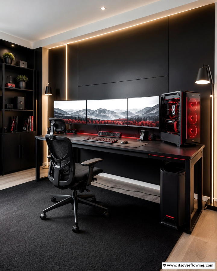 Cable Management Solutions - 25 Red and Black Gaming Setup Ideas for a Stylish Space