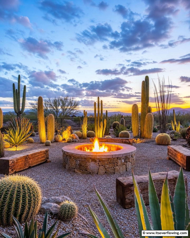 Cactus Garden Around a Fire Pit - 25 Stunning Cactus Garden Ideas for Your Home