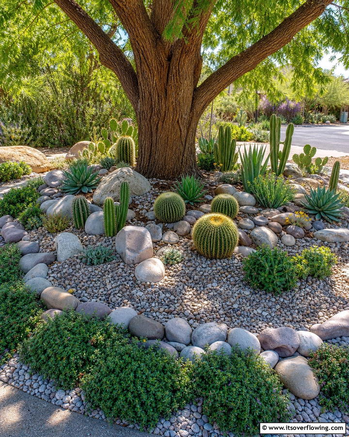 Cactus Garden Around a Tree - 25 Stunning Cactus Garden Ideas for Your Home