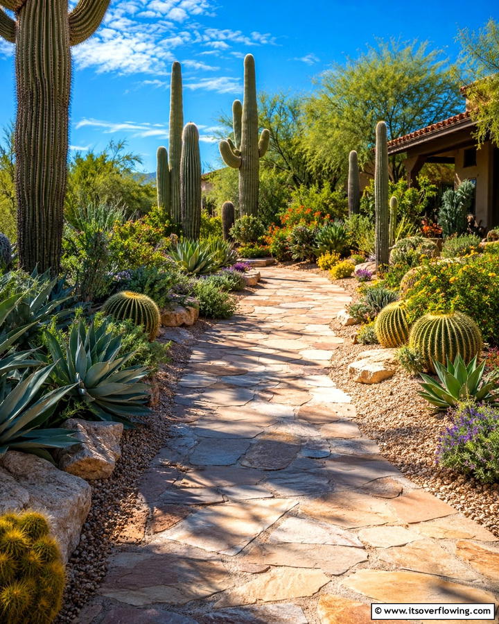 Cactus Garden Pathway - 25 Arizona Backyard Ideas for Desert Landscapes