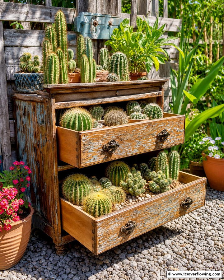 Cactus Garden in Old Furniture - 25 Stunning Cactus Garden Ideas for Your Home