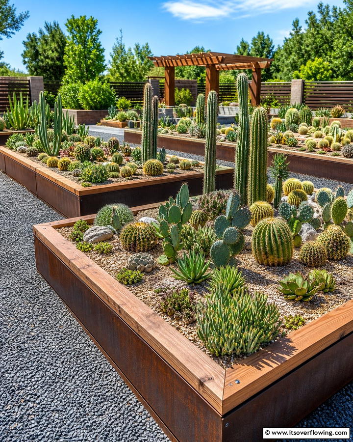 Cactus Garden in Raised Beds - 25 Stunning Cactus Garden Ideas for Your Home