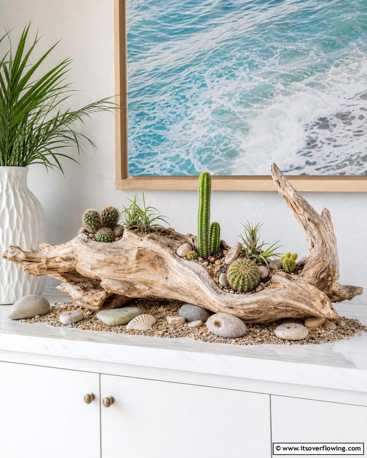 Cactus Garden on Driftwood - 25 Stunning Cactus Garden Ideas for Your Home