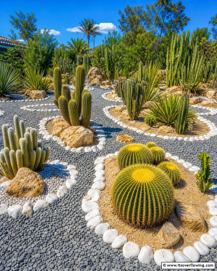 Cactus Garden with Pebble Borders - 25 Stunning Cactus Garden Ideas for Your Home