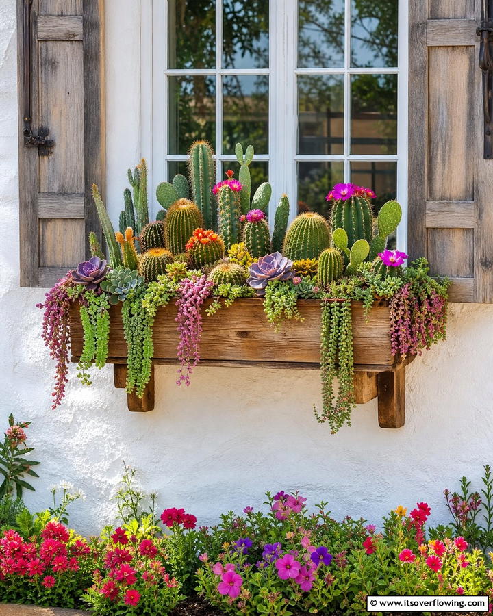 Cactus Window Box - 25 Stunning Cactus Garden Ideas for Your Home