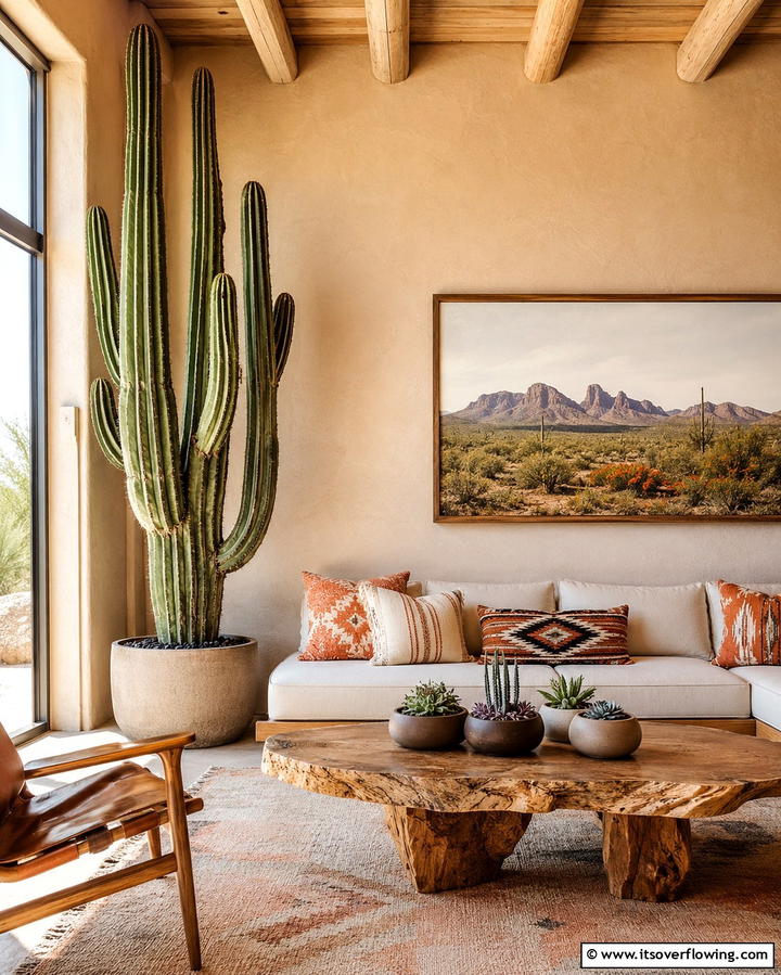 Cactus and Succulent Decor for Natural Accents - 30 Warm Southwestern Living Room Decor Concepts