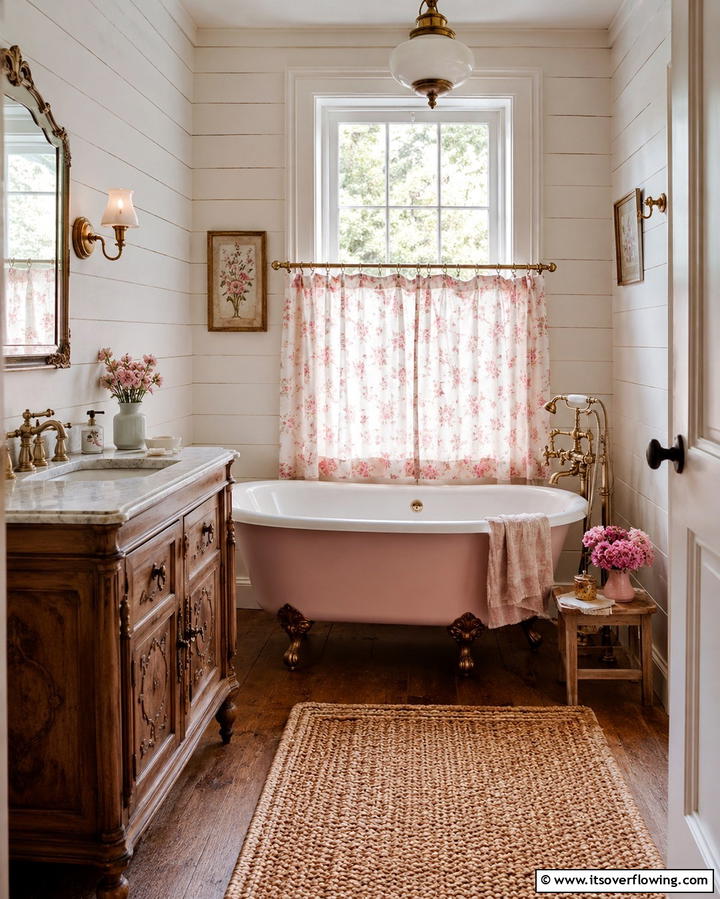 Cafe Curtains for a Charming Look - 25 Beautiful Bathroom Window Treatment Ideas for Privacy
