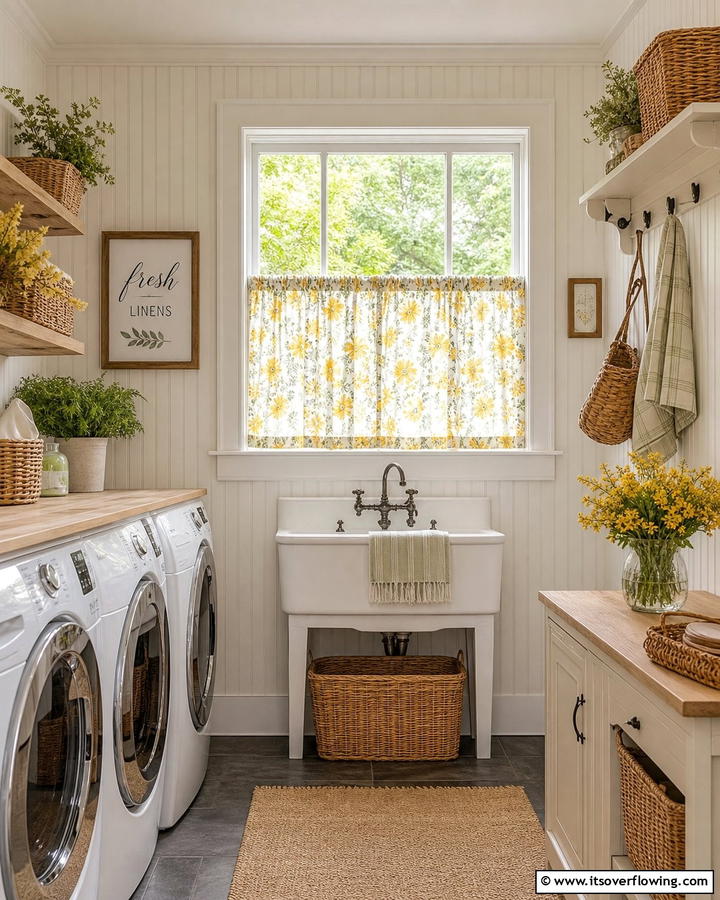 Cafe Curtains for a Charming Touch - 20 Laundry Room Curtain Ideas for a Stylish and Private Space