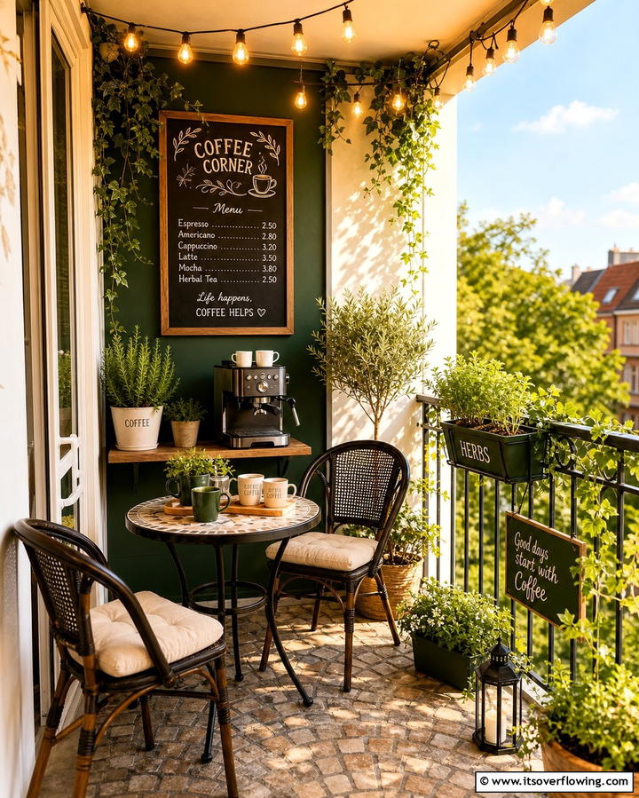 Cafe Inspired Corner - 25 Inspiring Bedroom Balcony Ideas for Your Home