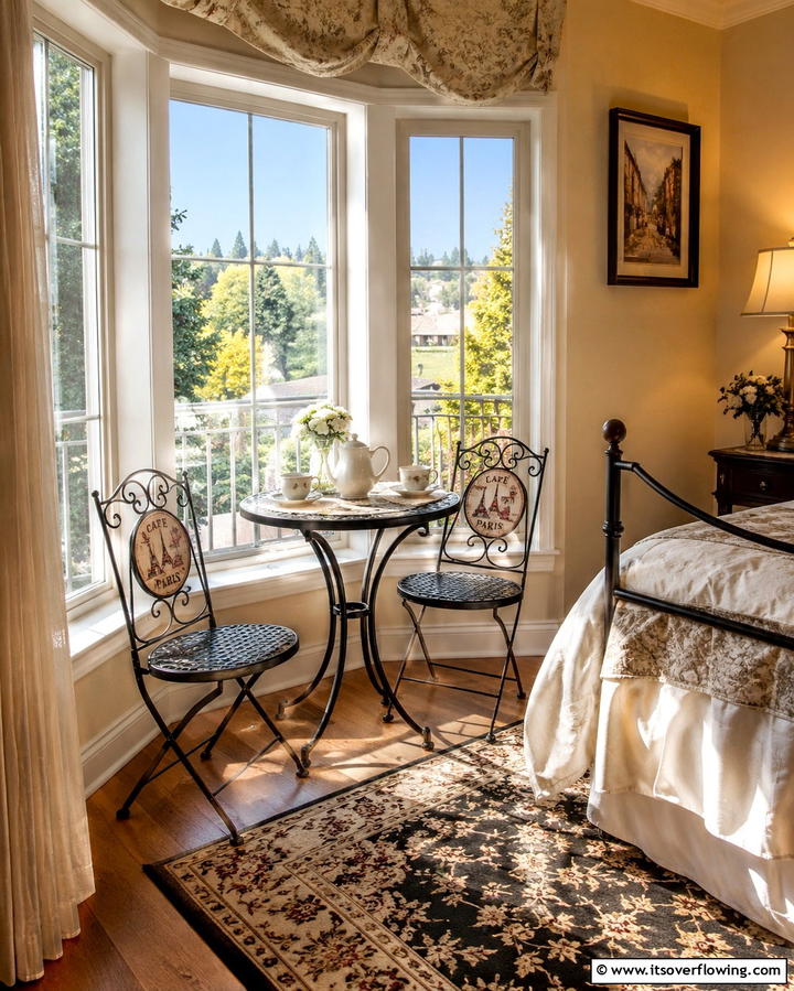 Cafe style Seating - 25 Paris-themed Bedroom Ideas for a Romantic Retreat