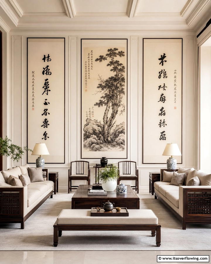 Calligraphy and Scroll Paintings - 20 Chinoiserie Living Room Ideas for Timeless Style