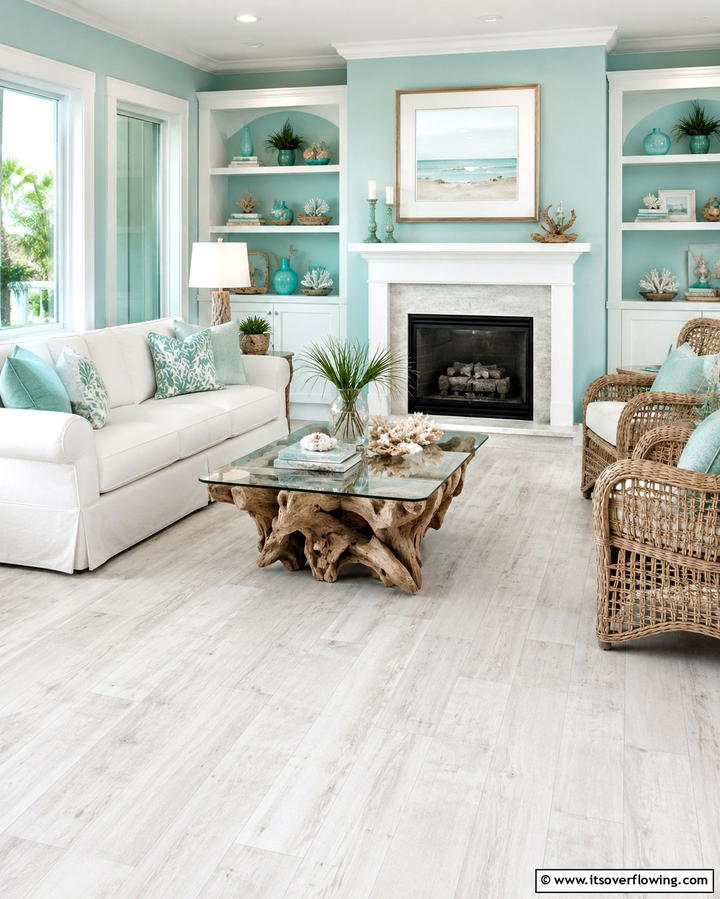Calm Aqua Breeze - 30 Floor & Wall Color Combos for Stylish Interiors