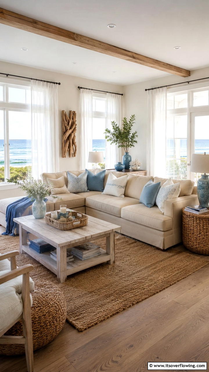Calm Coastal Ambience - 30 Beige Couch Living Room Ideas for Neutral Elegance