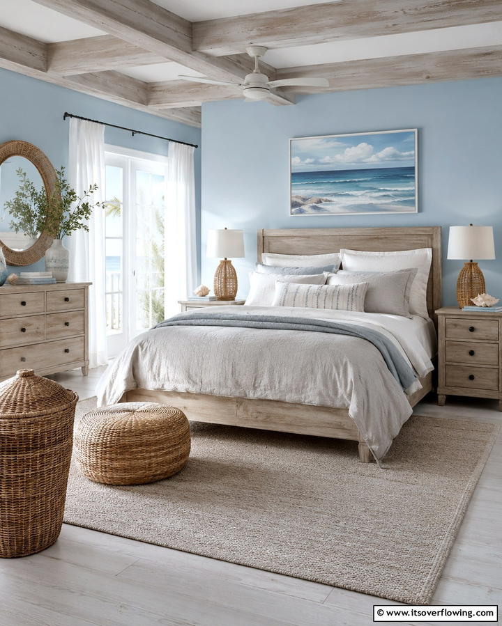 Calm Coastal Charm - 30 Calming Blue and Grey Bedroom Ideas for Relaxing Retreats