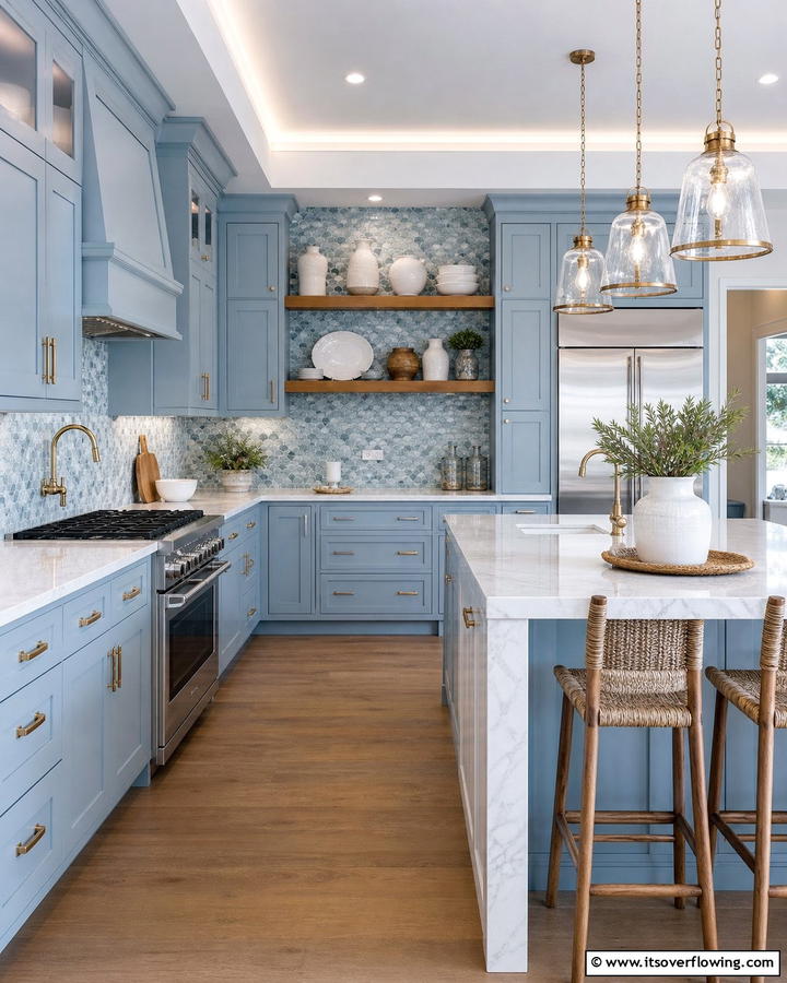 Calming Blue Hues - 21 Kitchen Color Ideas to Refresh Your Cooking Space