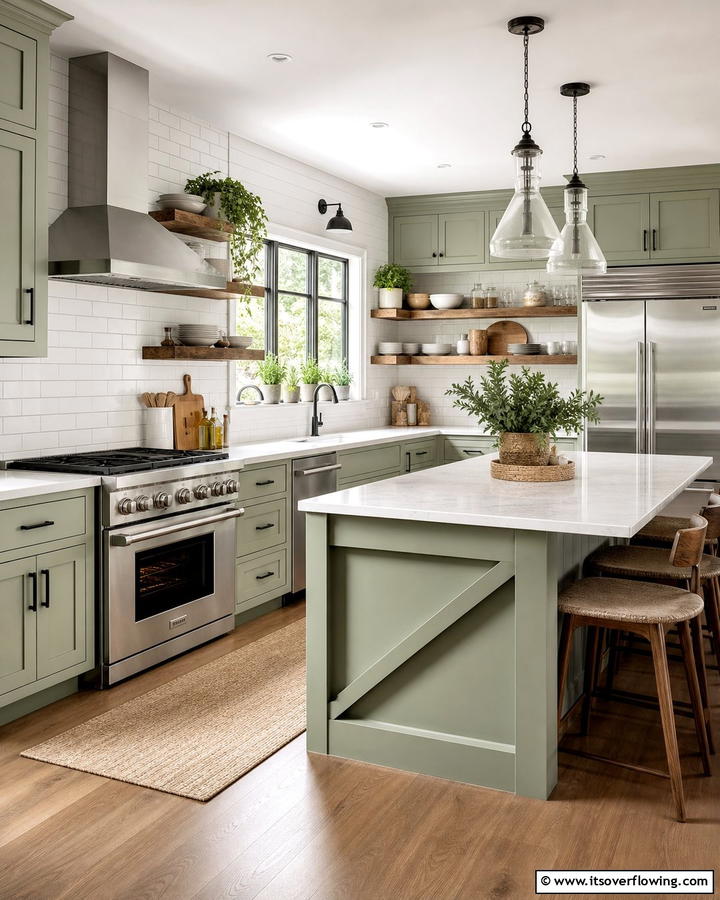 Calming Kitchen Charm - 21 Sage Green Paint Inspirations for Calming Interiors