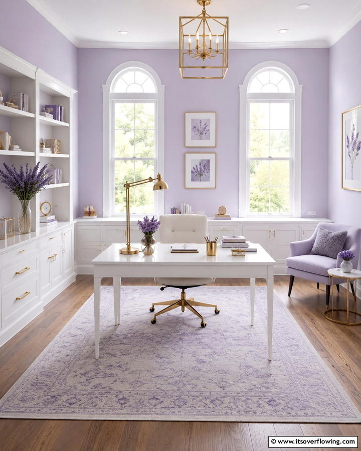 Calming Lavender Touch - 30 Home Office Paint Colors- Boost Productivity & Style