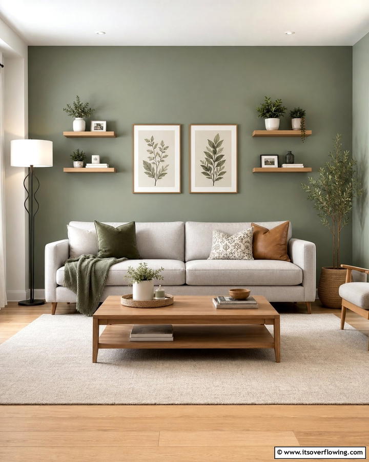 Calming Sage Accent Walls - 21 Sage Green Living Room Schemes for Calming Interior Designs