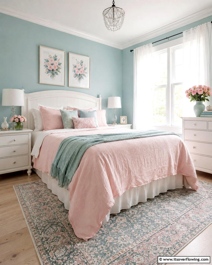 Calming Teal and Pink Pastels - 30 Teal and Pink Bedroom Ideas for Bold Modern Design