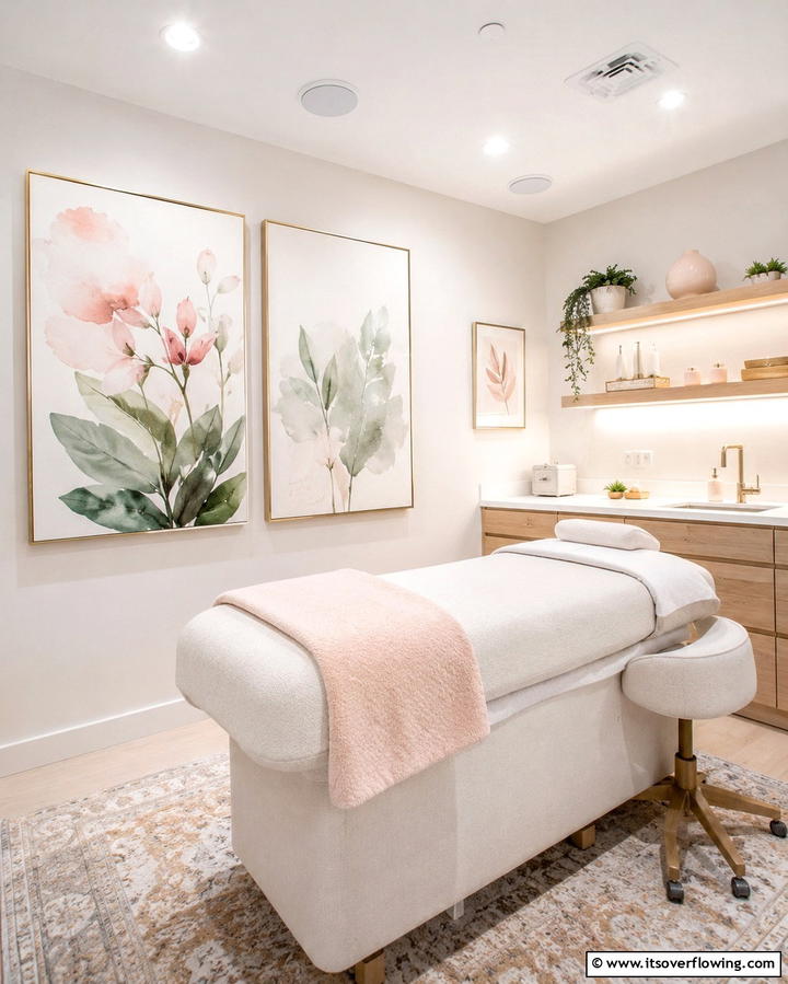 Calming Wall Art - 25 Esthetician Room Ideas for a Relaxing and Professional Space