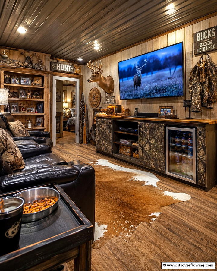 Camouflage Curtains for Functional Decor - 25 Unique Hunting Man Cave Ideas for Your Space