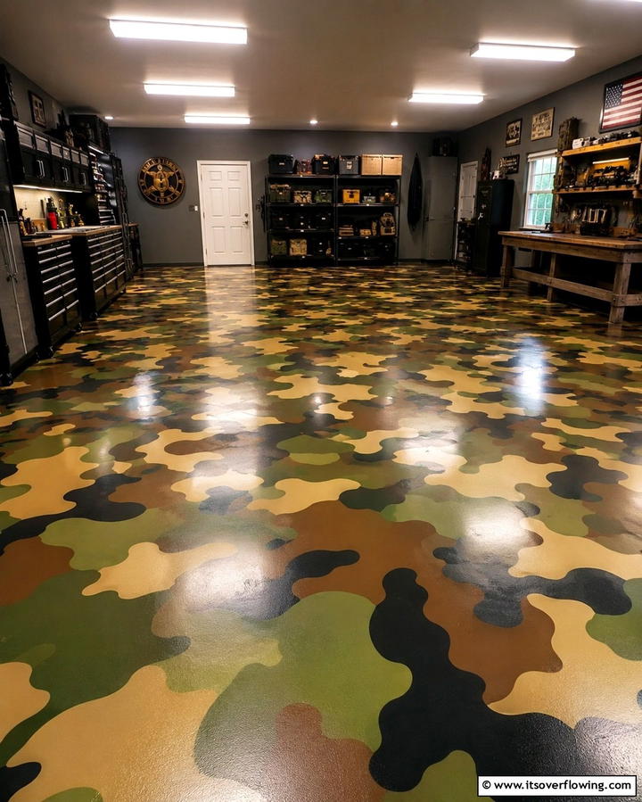 Camouflage Epoxy Floors - 25 Epoxy Floor Designs for Modern and Durable Homes