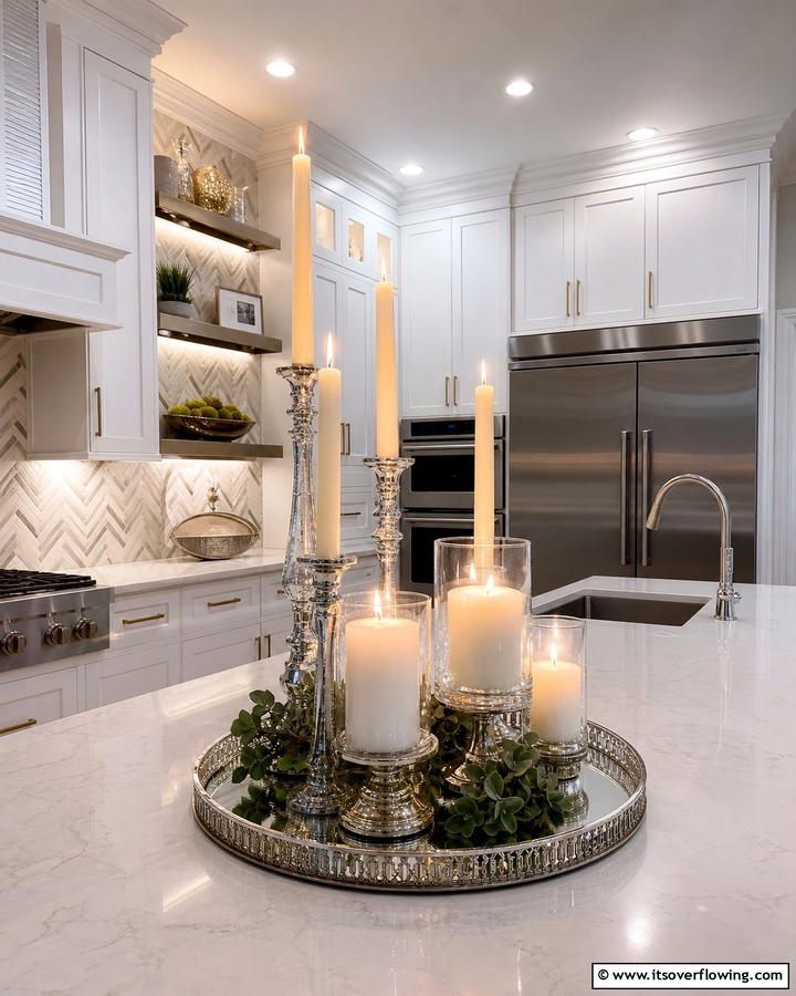 Candle Groupings for Warmth - 20 Kitchen Island Centerpiece Ideas for a Stunning Look