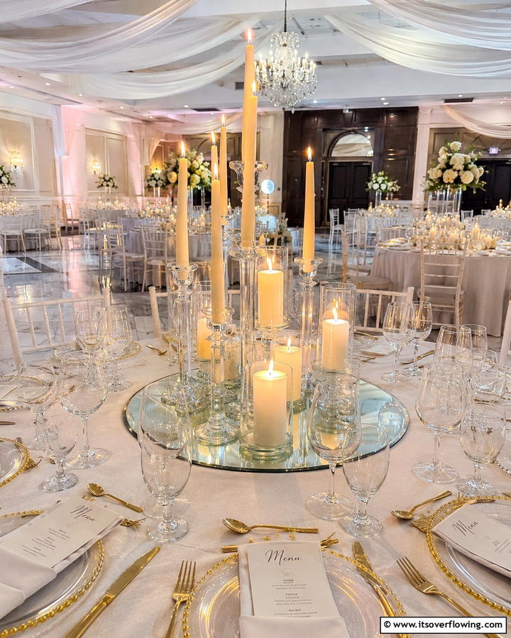 Candle and Mirror Centerpiece - 30 Unique Non-Floral Wedding Centerpiece Ideas