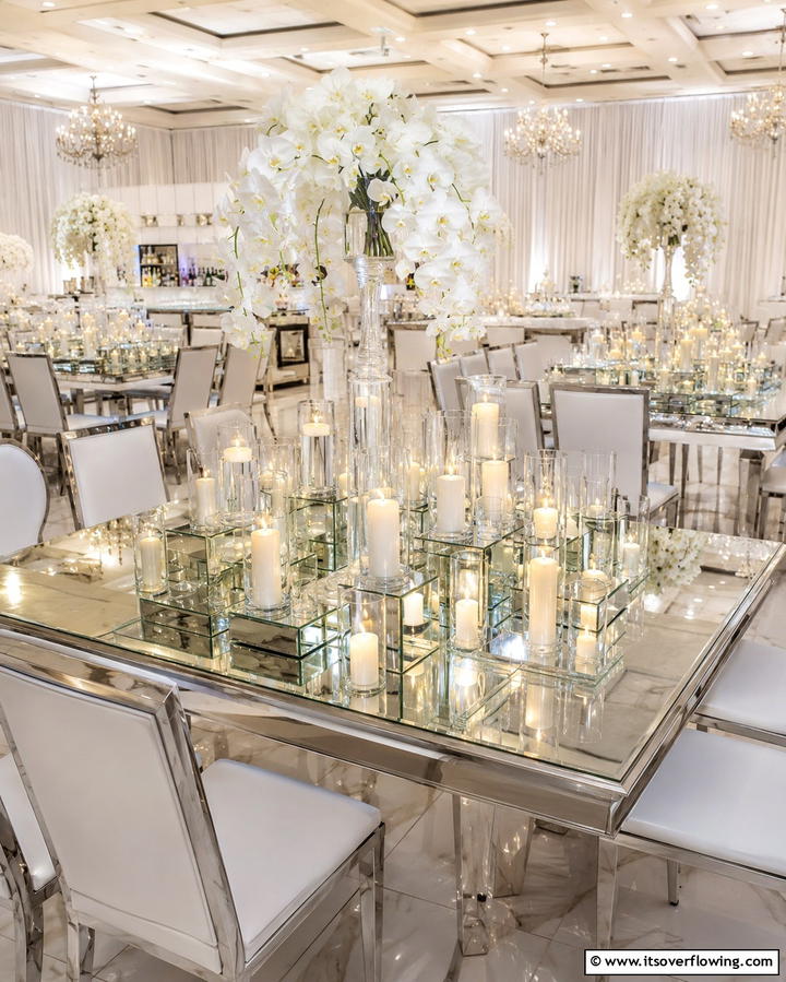 Candle and Mirror Combinations - 30 Rehearsal Dinner Centerpiece Ideas for Memorable Nights