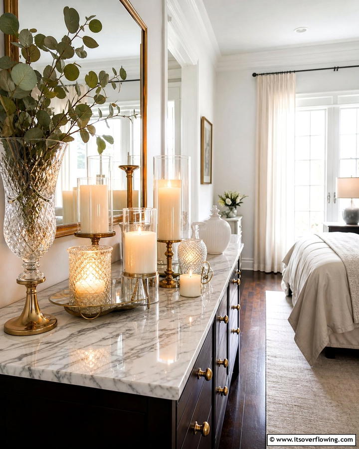 Candlelight Charm - 25 Dresser Decor Ideas to Transform Your Bedroom
