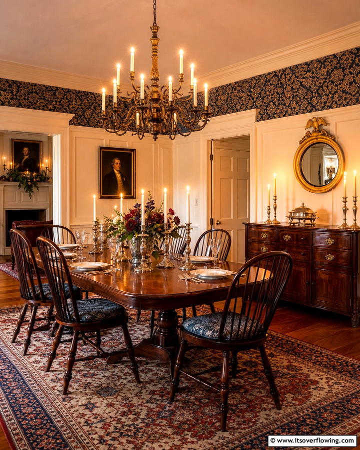 Candlelit Ambiance - 25 Colonial Dining Room Ideas for Timeless Style