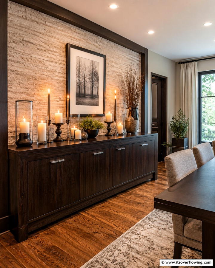 Candlelit Ambiance - 25 Sideboard Decor Ideas to Enhance Your Living Space