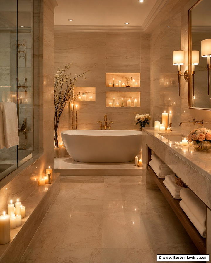 Candlelit Ambiance - 30 Romantic Bathroom Ideas for a Luxurious Spa Retreat