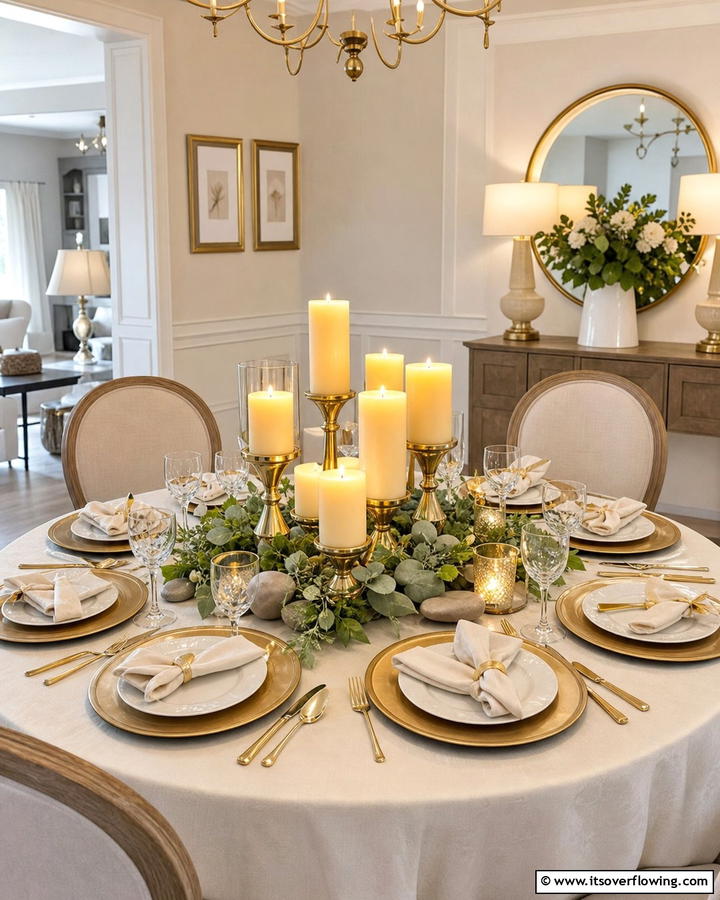 Candlelit Ambiance with Warm Glow - 20 Round Table Decor Ideas for Stylish Dining Spaces