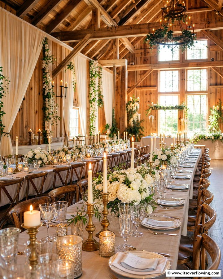 Candlelit Ambiance - 21 Barn Wedding Ideas for a Rustic and Romantic Celebration