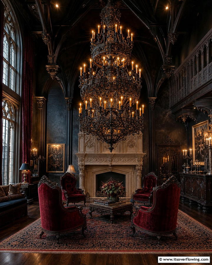 Candlelit Chandeliers - 25 Gothic Living Room Ideas for a Dramatic Space