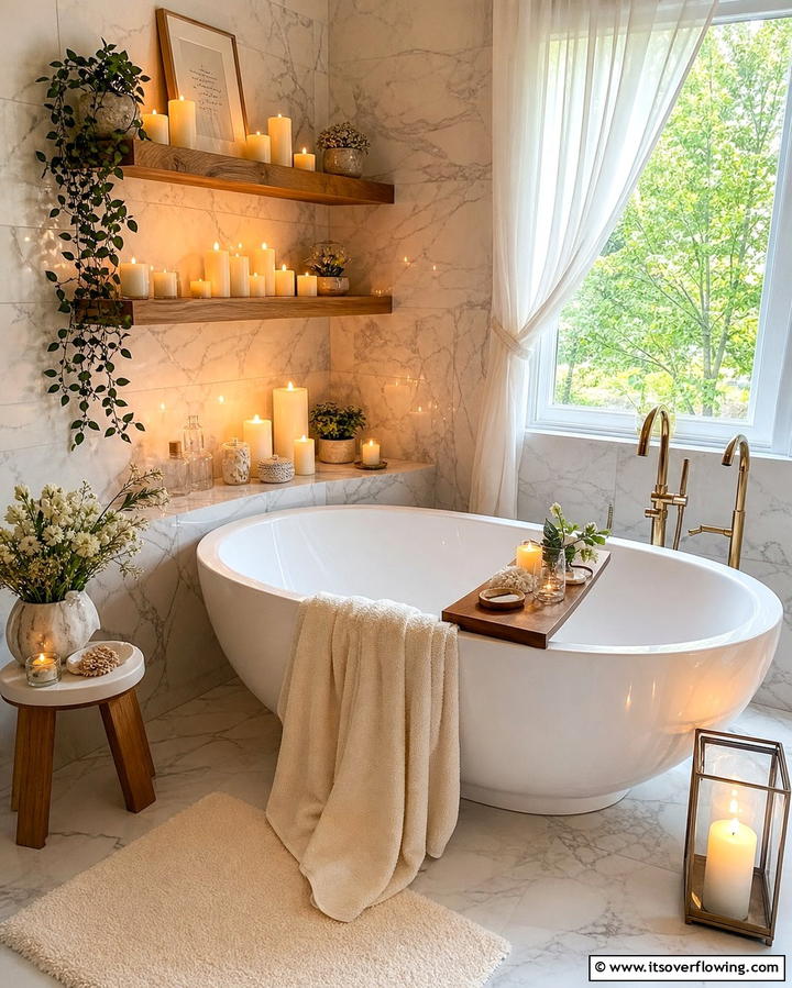 Candlelit Decor for Ambiance - 25 Cozy Bathroom Ideas for a Relaxing Space